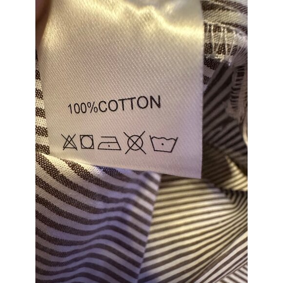 Taylor Tillman Samantha Dress M Brown Striped Cotton Long Sleeve Belted Midi - Picture 3 of 8